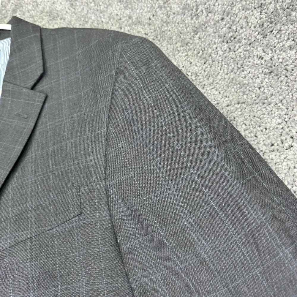 Tommy Hilfiger Suit Jacket Mens 44 Gray Check Wool Classic Fit Blazer Formal